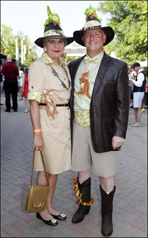 Kathleen and Douglas Andrews accessorized their outfits with an array of animals sewn into their clothing
