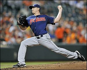 Cleveland pitcher Scott Kazmir took a no-hitter into the seventh, but left the mound in the eighth inning with an apparent injury.