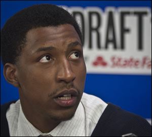 Georgia's Kentavious Caldwell-Pope speaks during a press availability for NBA basketball draft prospects.