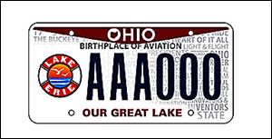 A new Lake Erie license plate design will be available Monday from the Ohio Bureau of Motor Vehicles. The novelty license plate costs an additional $25, with $15 of that going to research and conservation projects.