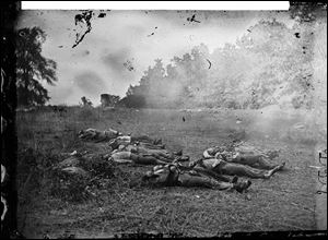Library of Congress Confederate dead at Rose Woods in Gettysburg, PA Photograph attributed to Alexander Gardner July 5, 1863.  BLADE