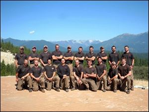Mmembers of the Granite Mountain Interagency Hotshot Crew from Prescott, Ariz., pose together in this undated photo.