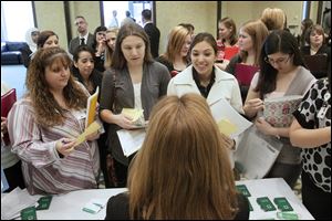 The University of Toledo’s job fair for nursing students in March was one of several career fairs so far this year. UT says the length of time for recent graduates to get a job has been reduced.