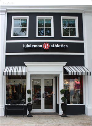 A Lululemon Athletica shop, shown in South Miami, is part of a Canadian chain that is to open a store on Louisiana Avenue in downtown Perrysburg next month. The company, which is traded on Nasdaq, suffered over a large recall of black yoga pants that were unintentionally see-through.