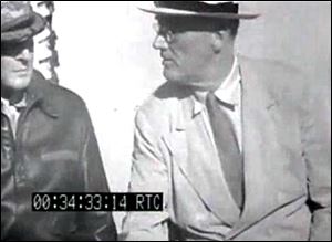 This image from the film clip provided by the National Archives shows President Franklin D. Roosevelt aboard the U.S.S. Baltimore in Pearl Harbor in July, 1944.