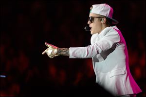 Justin Bieber performs at the MGM Grand Garden Arena in Las Vegas on June 28.