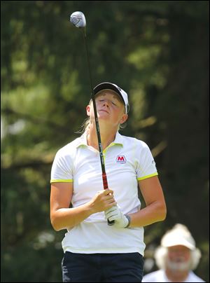 Stacy Lewis doesn't like her tee shot on 17.