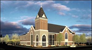 An architectural rendering shows plans for a  25,000-square-foot Ada First United Methodist Church. The architect is RCM Architects of Findlay. Work is to start in the first quarter of 2014.