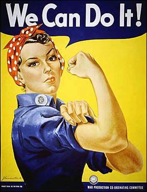 “Rosie the Riveter” was based on Rose Will Monroe who worked at the Willow Run Bomber Plant near Detroit.