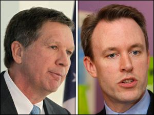 Republican and incumbent Gov. John Kasich, left, and Democratic challenger Ed FitzGerald, right.