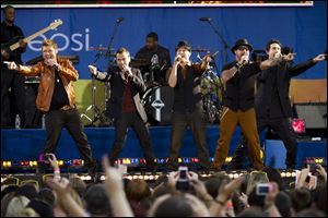 Members of the Backstreet Boys, from left to right, Nick Carter, Howie Dorough, A. J. McLean, Brian Littrell and Kevin Richardson perform on ABC's 'Good Morning America' in 2012 in New York. 