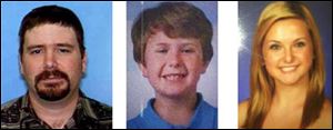 This composite photo released by the San Diego Sheriff's Department shows James Lee Dimaggio, 40, left, Ethan Anderson, 8, and Hannah Anderson, 16, whose mother, Christina Anderson, 44, was one of two people found dead in a house fire Sunday night.