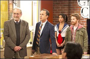 From left, Martin Mull, Giovanni Ribisi, Brenda Song, and Seth Green in a scene from 'Dads,' a new live-action comedy on Fox from the team behind 'Ted' and 'Family Guy.' 