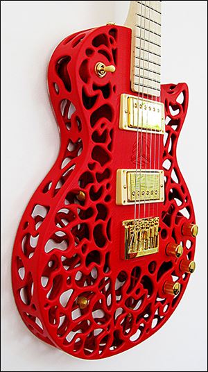 One of the 3-D printed guitar bodies made by Olaf Diegel. 
