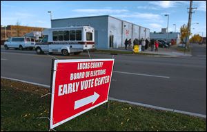 The end to early voting in Lucas County in 2011 drew a protest the weekend before the general election outside the Early Voting Center at 13th and Washington streets in Toledo.