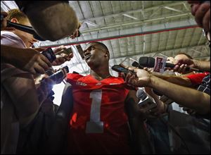 OSU freshman Dontre Wilson drew lots of attention Sunday at media day. He has split time between running back and receiver.