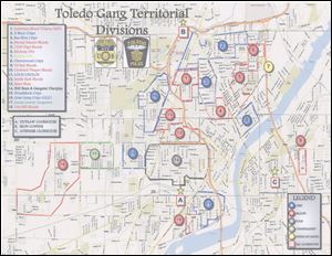 Toledo gang map provided to The Blade by a source.
