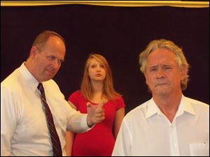 From left, are David P. Wahr, Alex Carone, and Norb Nowak in a scene from the Monroe Community Players Underground production of 'Clara.'