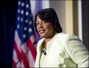 Rev. Bernice King, the daughter of civil rights leader Martin Luther King Jr., speaks during a  