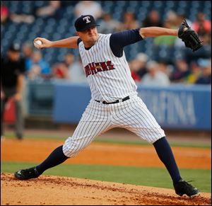 Mud Hens pitcher Jon Link throws against Indianapolis.
