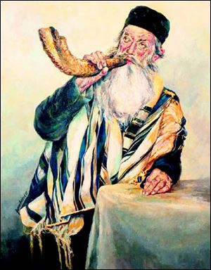 The shofar, or ram’s horn, is blown by a cantor much like a trumpet during Rosh Hashanah and at other times.