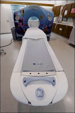 A computed tomography, or CT, scanner at Toledo Hospital.