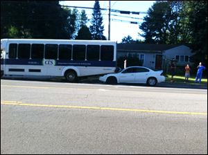 A car rear-ended a bus about 7:40 a.m. in the 3800 block of Glendale.