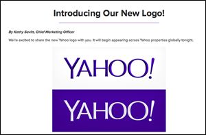 This screen grab made from Yahoo Inc.'s Tumblr page shows the company's new logo in a post published on Wednesday.