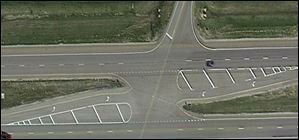 An ODOT rendering shows planned striping at U.S. 24 intersections in Paulding County. The dashed lines are intended to help drivers know where to stop as they cross U.S. 24.