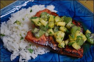 Alaskan Salmon With Kiwi-Pineapple Salsa is a healthy fusion of Alaska and the tropics.