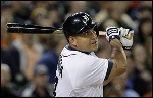 Detroit Tigers' Miguel Cabrera hits a solo home run against the Seattle Mariners in the sixth inning.