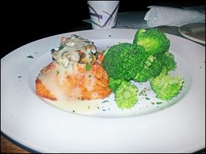 Stuffed Atlantic salmon with broccoli