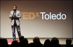 Will Lucas, TEDx curator, kicks off the event Thursday at the Fifth Third building at One SeaGate downtown, promising the audience the ‘talk of their lives.’ The presentations were from speakers from various backgrounds who spoke of shaping Toledo’s future.