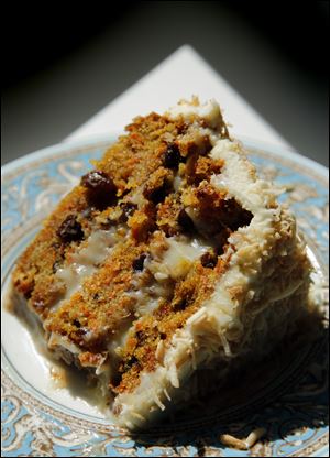 A slice of carrot cake.