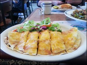 A chicken quesadilla from Reynolds Garden Cafe.