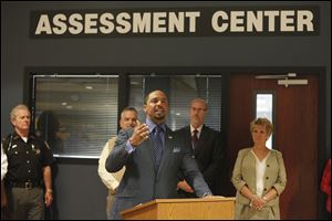Romules Durant, Toledo Public Schools superintendent, speaks about the Lucas County Youth Assessment Center in the Lucas County juvenile court.
