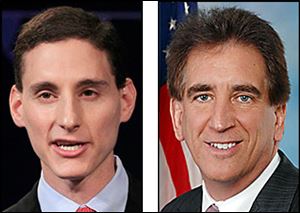 Money given to campaigns for Ohio Treasurer Josh Mandel, left, and U.S. Rep. Jim Renacci, is at issue. 