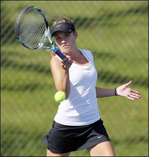 Northview senior Megan Miller beat Perrysburg’s Erica Fastnacht 6-0, 6-0 in 57 minutes to win her fourth No. 1 singles NLL crown.