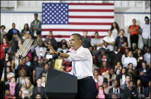 President Obama promotes the Affordable Care Act, Thursday, in a speech at Prince George's Community College in Largo, Md. In five days, Americans will be able to start signing up for the program.