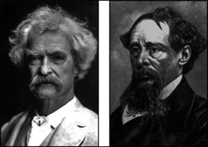 Mark Twain, left, and Charles Dickens were among the most famous passengers of Great Lakes cruise ships in the 1800s.