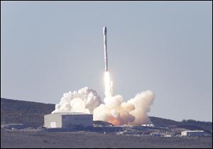 A SpaceX Falcon 9 rocket is launched Sunday from Vandenberg Air Force Base.