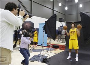 Cleveland Cavaliers' Anderson Varejao poses for a photograph during the NBA teams media day today in Independence, Oho.