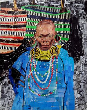Rosemary Karuga's 'Wangu Wa Makeri' torn paper collage is part of a new show opening Friday evening at the Hudson Gallery in Sylvania. 