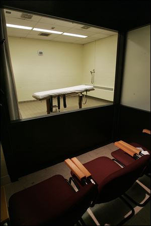 The death chamber at the Southern Ohio Corrections Facility in Lucasville, Ohio. Prison officials said they may using of a compounding pharmacy to develop a drug for executions.