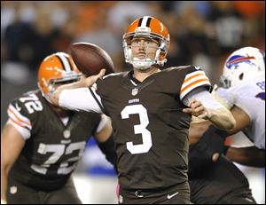 Cleveland Browns quarterback Brandon Weeden passes against the Buffalo Bills in the fourth quarter.