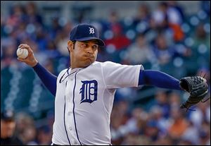 The Tigers’Anibal Sanchez will toe the rubber in Game 1 of the American League championship series against the Boston Red Sox. Sanchez was the AL’s ERA leader, finishing with a mark of  2.57.