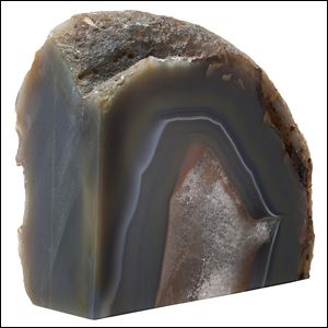 Target shows agate which is considered by many to have positive electromagnetic energy.  Fashioned into bookends or art objects like this, the mineral is a popular fall décor element.