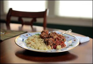North African meatballs and couscous with dates.