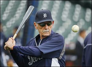Jim Leyland would regularly hit balls for his infielders before Detroit's games, including prior to an American League Championship Series game against the Red Sox.