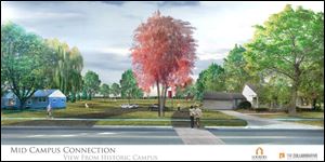 Rendering of Convent Boulevard entrance to Lourdes mid-campus.